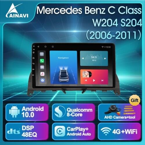 Car Radio Android 10 QLED For Mercedes Benz C Class W204 S204 2006-2011 Navigation Multimedia Video Player Carplay DSP BTNO 2din