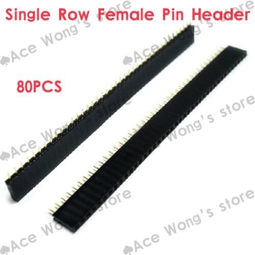 Free shppping !!! 1x40 Pin 2.54mm Single Row Female Pin Header Connector 80PCS/LOT