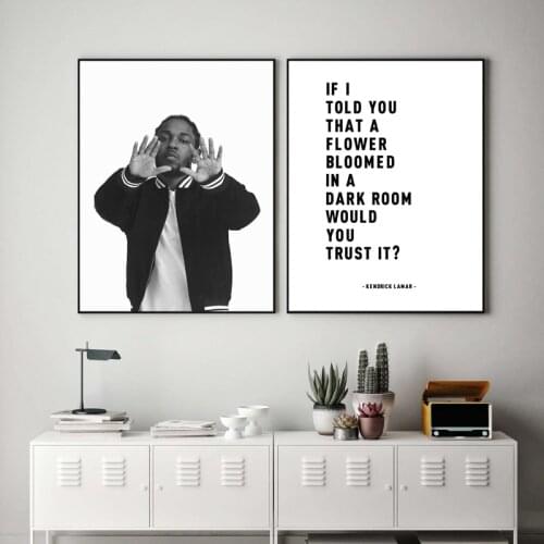 Kendrick Lamar Black White Poster Lyrics From Justice Hip Hop Wall Art Canvas Painting Home Wall Pictures Music Room Decoration