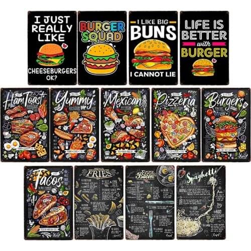 Hamburgers Metal Sign Plaque HamToast Hog Dag Food Cafe Bar Pub Restaurante Kitchen Decoration Art Craft Poster Tin Plate20x30cm
