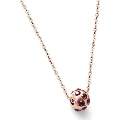 Hot Sale Magic Ball Rose Gold Color With Rinestone CZ Titanium Steel Necklaces