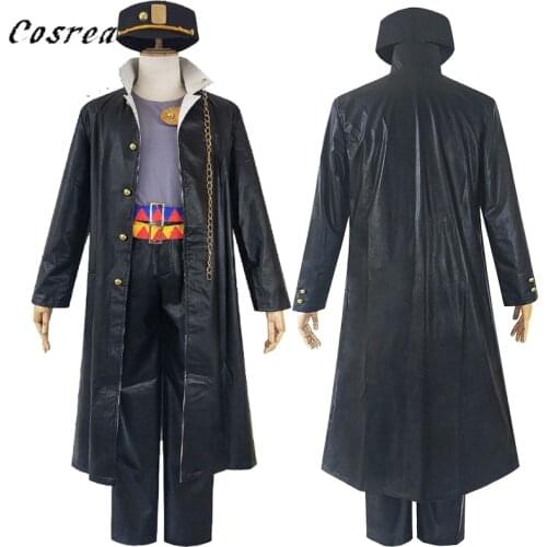 Japanese Anime JoJo Bizarre Adventure Shirts Caps Coat Set Halloween kujo jotaro cosplay costume JoJo clothes for Mens Women