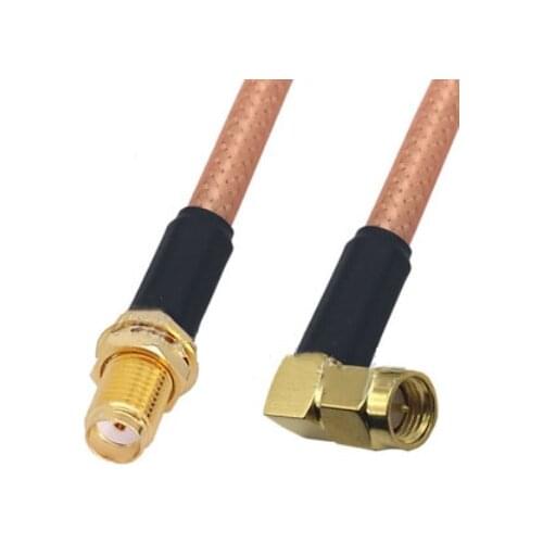 Brown RG142 Cable SMA Female to SMA Mlale Right Angle Connector RF Coaxial Jumper Pigtail Cable
