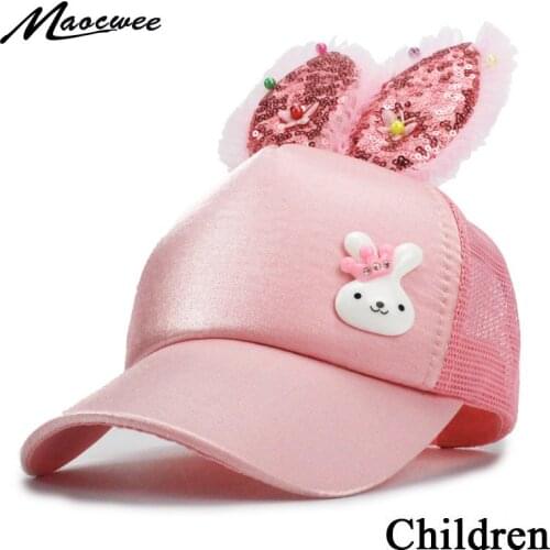 Summer Casual Cartoon Rabbit Earmuffs Mesh Hat Fashion Girl Baseball Cap Beautiful Girl Baseball Cap Outdoor Good Looking Hat