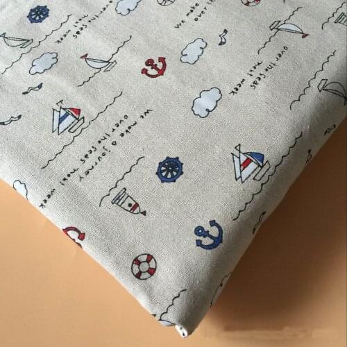 100 * 155cm Polyester Linen Fabric Linen Printed Small White Cloud Tablecloth Pillow for Sofa Curtain Home Furniture Fabric