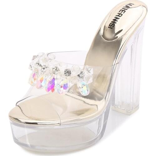 MAIERNISI woman slippers buty damskie High Heels Clear Slippers Sandals Summer Shoes Women Transparent Jelly Outdoor Sandals