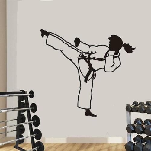 Karate Woman Boxing Club Taekwondo Sticker Kick Play Decal Combat Posters Wall Decals Decor Vinyl Striker ph314