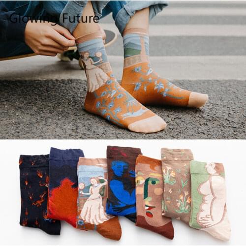 Glowing Future Unisex Socks Funny Cartoon Printed Spring Summer Women Mens Socks Fashion Kawaii Cute Cotton Breathable Men Sox
