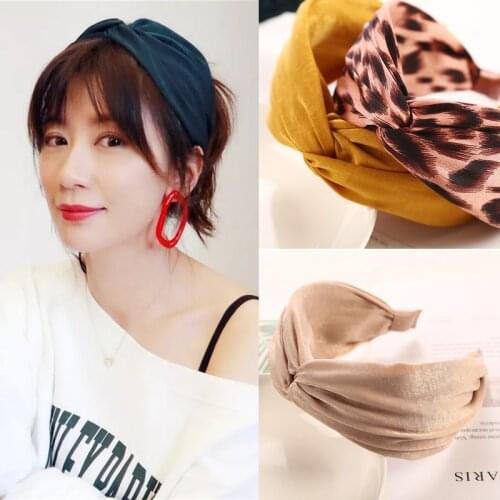 New Fashion Wide Design Cross Knot Hairbands Women Quality Fabric Korean Print Hair Accessories Girl Sweet Headbands Headwear