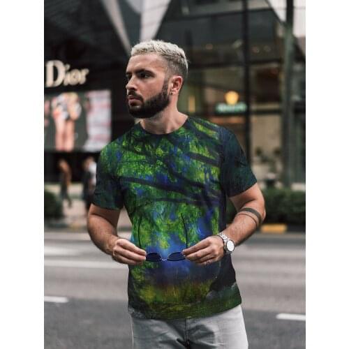 2021 summer new mens T-shirt clothes short-sleeved fantasy series printed O-neck mens loose T-shirt