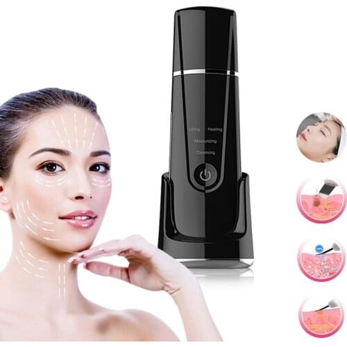 New Ultrasonic Skin Scrubber EMS Pulse Heating Peeling Shovel Deep Cleansing Facial Pore Blackhead Removal Beauty Lifting Device