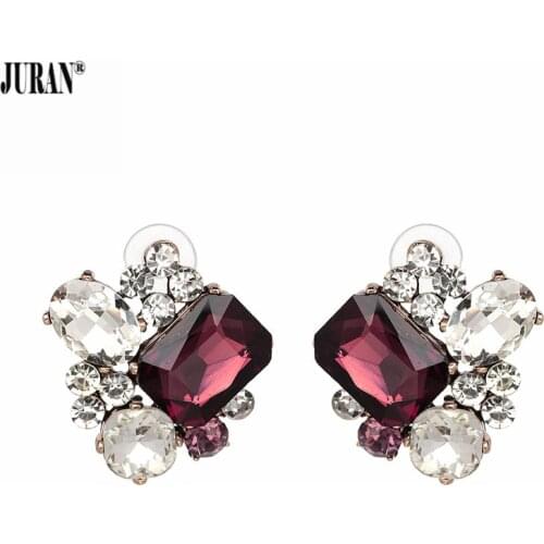 JURAN Charming New Classic Full Crystal Stud Earrings For Women Wedding Engagement Gift Factory Price Jewelry Bridal Earrings