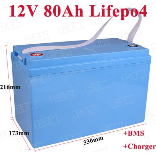 Portable 12V 80Ah lifepo4 12v 12.8v 80ah Lithium Battery Pack built-in BMS for Vehicle Car Power Energy Start+10A Charger
