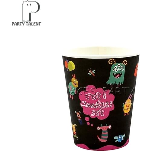 Party supplies 8PCS Monster Monsters theme for kids birthday party decoration disposable tableware one-off paper cups glasses