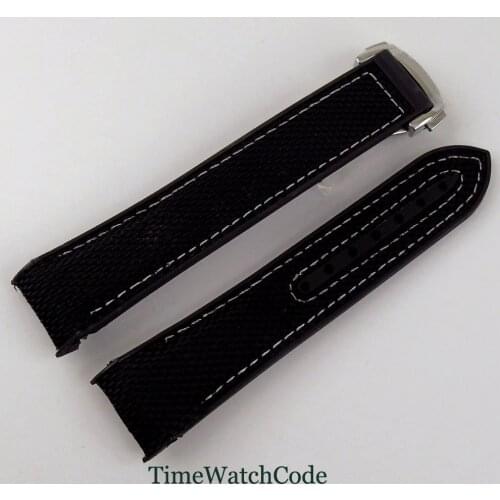 20mm watch band rubber strap mix cloth butterfly clasp
