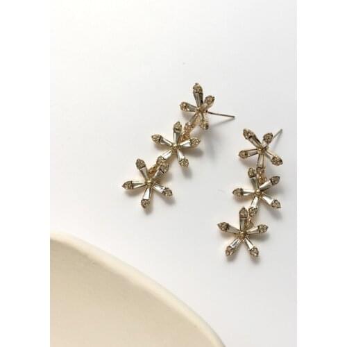 S925 needle Women Jewelry Earrings Pretty Design Delicate Flower Glass Dangle Drop Earrings Modern Jewelry Girl Student Gifts