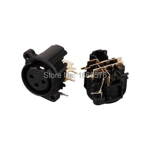 Wholesale 100 pcs XLR female Chassis 3Pin PCB Socket Panel Connector-202