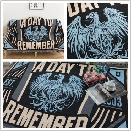 Blue Eagle Sofa Throw Blanket Knitted Chair Sofa Cover Couch Carpet Cotton Travel Cover Tapestry Beach Blanket Tassel