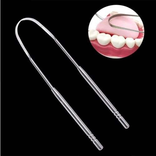 Stainless Steel Tongue Cleaner Scraper Oral Tongue Cleaning Brush Remove Food Debris Care Toothbrush Hygiene Care Tools