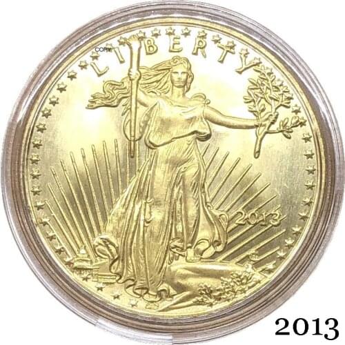 United States Of America Eagle Gold BUllion Brass Metal coins $25 Half Ounce 25 Dollars 2013 Liberty In God We Trust Copy Coin