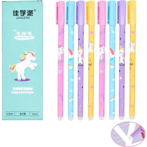 1Pc Cute Unicorn Erasable Pen Kawaii Fruit Erasable Gel Pen Novelty Washable Magical Pen For Kids Gifts School Office Stationery