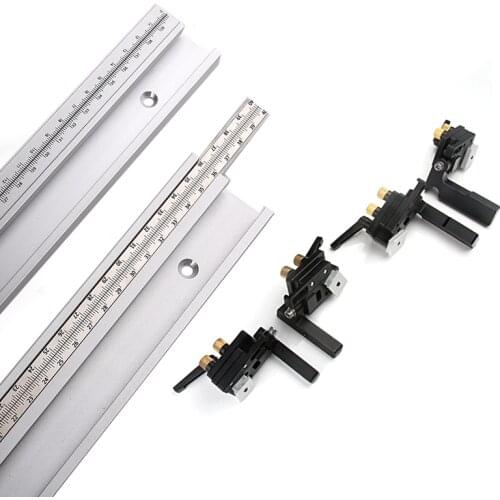 300/400/500/600/800mm Aluminum Alloy T Track Slot with Scale and Miter Track Stop Router Table Saw Woodworking Workbench DIY