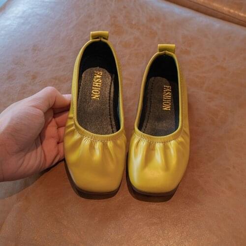 Girls PU Leather Shoes 2021 Spring Autumn Girl Shallow Garden Shoes Korean Princess Shoes Fashion Soft Sole Foot Grandma Shoes