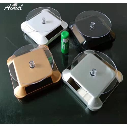 Rotating Jewelry Showcase 360Turntable Watch Ring Bracelet Jewelry Display Holder Stand Automatic Solar Battery Dual Use Display