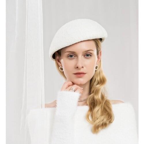 Lady Fedoras Wool Hat Female Fashion Dome Cap Girls Elegant Vogue Hats Joker Lace Painter Cap Students Party Hat Adjust A18