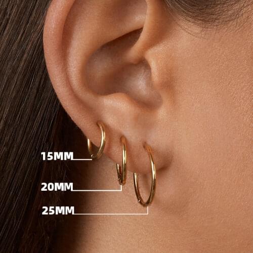 2020 New Minimalism Stainless Steel Woman Jewelry Copper Small Medium Large Size Circle Loop Hoop Earrings for Women