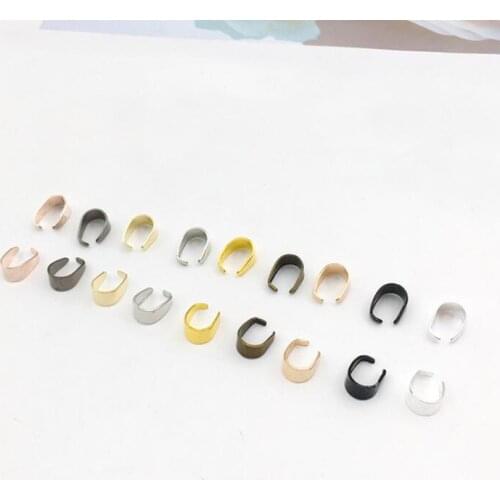 100pcs 6x5/9x6/11x6mm Metal Pendant Clips Clasps Pinch Clip Bail Beads Pendant Connectors for Necklace DIY Jewelry