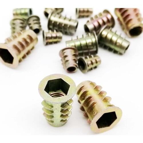 10X M4 M5 M6 M8 Metal Hexagon Hex Socket Head Embedded Insert Nut E-Nut for Wood Furniture Inside and Outside Thread Zinc-alloy