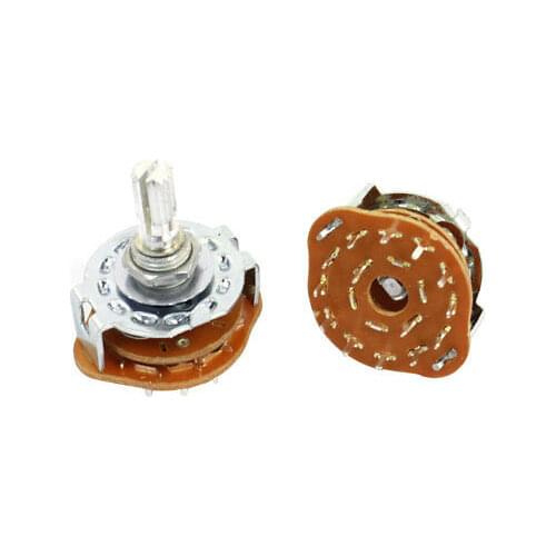 2 Pcs 2P6T 2 Pole 6 Position 6mm Knurled Shaft Dia Band Selector Rotary Switch