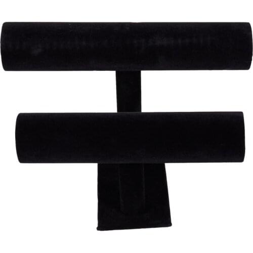 2-Tier Bangle Bracelet Display Holder T-Bar Stand Black