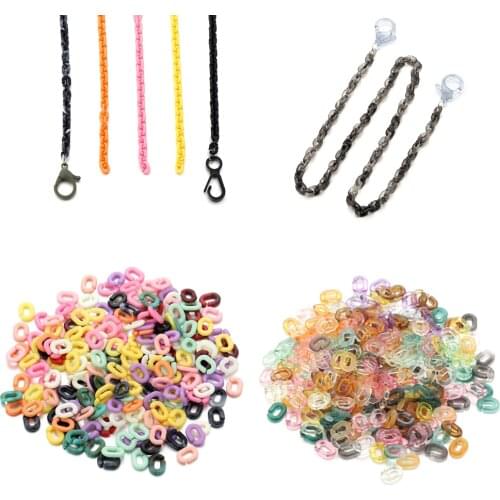 200Pcs/Lot 9*6mm Colorful Transparent Opening Acrylic Link Chain for DIY Necklace Bracelet Earrings Jewelry Making Accessories