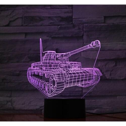 2019 Hot Selling 3D Lamp Tank Fast Delivery Battery Powered Color Changing with Remote for Christmas Decor Led Night Light Lamp