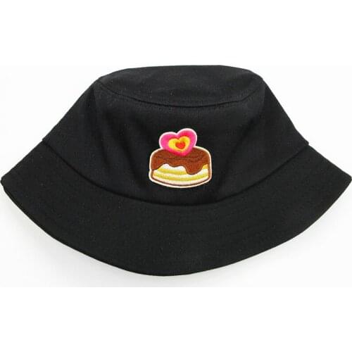 2021 Cake Embroidery Cotton Bucket Hat Fisherman Hat Outdoor Travel Hat Sun Cap Hats for Men and Women 248