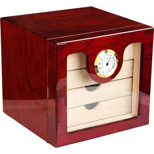 4 Layers Cigar Humidor Box cedar Wood Lined Hygrometer Humidifier Smoking Cigar Accessories Gifts HH-1903
