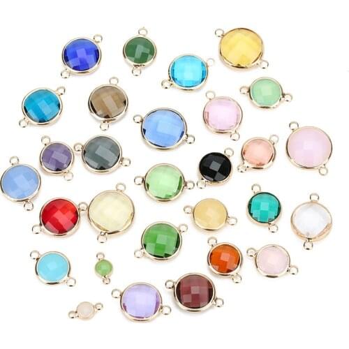 5Pcs/lot 8mm/10pcs Double Hole Round Glass Charm Bracelet Crystal Beads Connector for DIY Jewelry Handcrafted Jewelry Findings