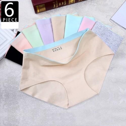 6 Pcs/lot womens panties sexy briefs seamless panties Comfortable woman panties girl cotton breathable panty briefs for women