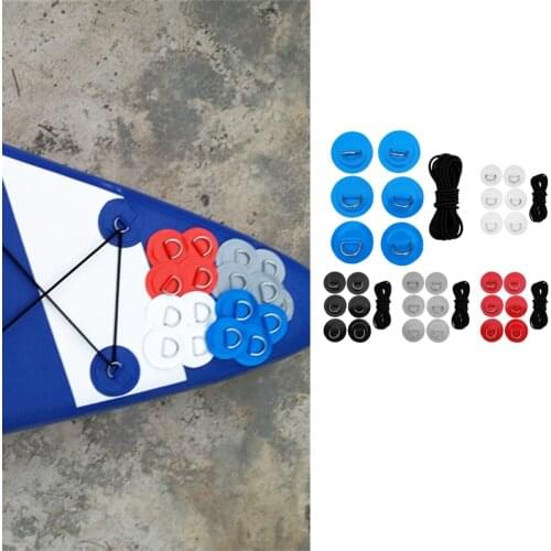 6Pcs Stand Up D-ring Pad Paddleboard SUP Bungee Rope Deck Rigging Kit Patch Water Sports Rowing Inflatable Boats Surfboard