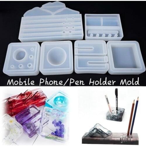 6 Types Silicone Mold of Mobile Phone/Pen Holder Molds Resin Mold Epoxy Mold Silicone Mold DIY Jewelry Making Tools (Mold Only)