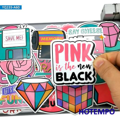 60pcs Retro Lovely Pink Pattern Style Mixed Stickers Toys for Girl DIY Stationery Laptop Suitcase Phone Pad Cute Decals Stickers