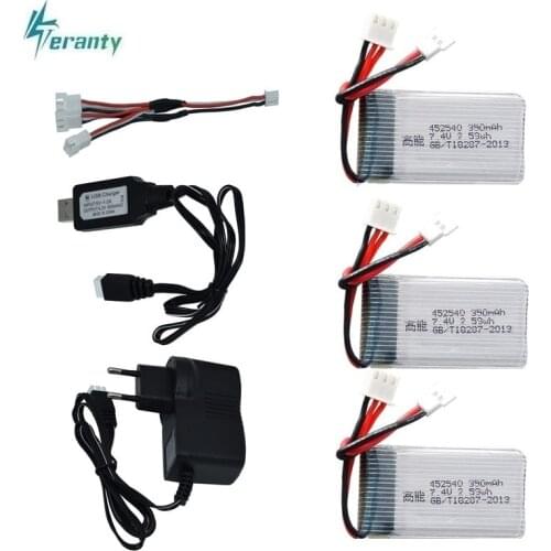 7.4v 350mah 35C Lipo Battery for MJX X401H X402 JXD 515 515W 515V Battery and Charger RC Mini FPV Drone Quadcopter Helicopters