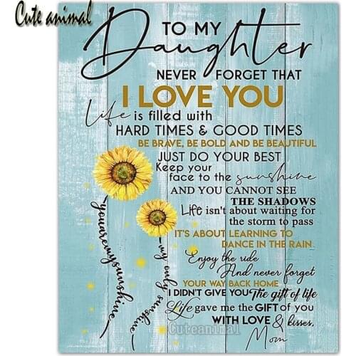 My Daughter Diamond Painting 5D Diamond Mosaic Full Drill Square I Love You Flower Rhinestone Embroidery Needlework Decorations