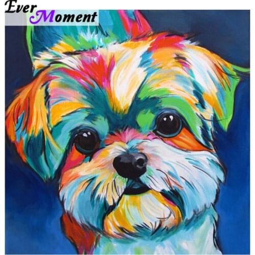 Ever Moment Diamond Painting Dog Color 5d Rhinestone Paintings Diamond Painting Full Square Dog Painting & Calligraphy ASF694