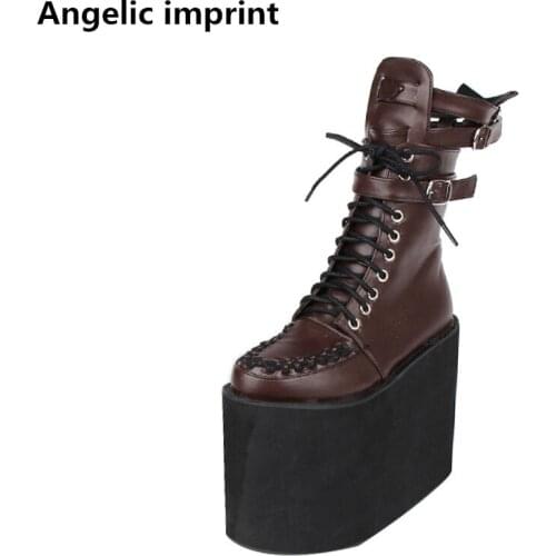 Angelic imprint mori girl Women platform punk cosplay shoes lady lolita Boots woman princess super high heels pumps pointed toe
