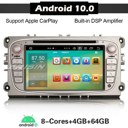 ERISIN 8109 Android 10.0 Autoradio for Ford Mondeo Focus S/C-Max Galaxy 8-Core DSP DAB+CarPlay Sat Nav DAB+ Bluetooth Wifi