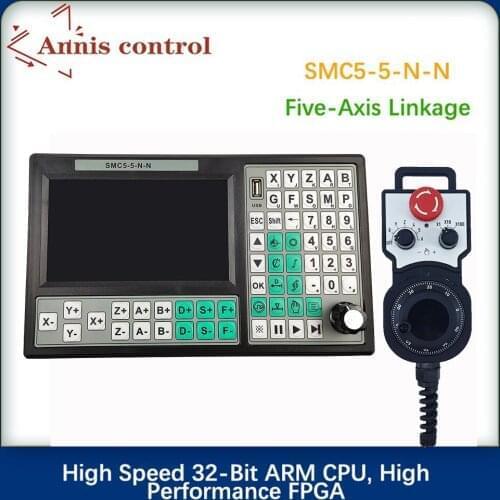 USB controller SMC5-5-N-N CNC 5-axis offline Mach3 500KHz G-Code 7-inch large screen 6-axis emergency stop handwheel MPG