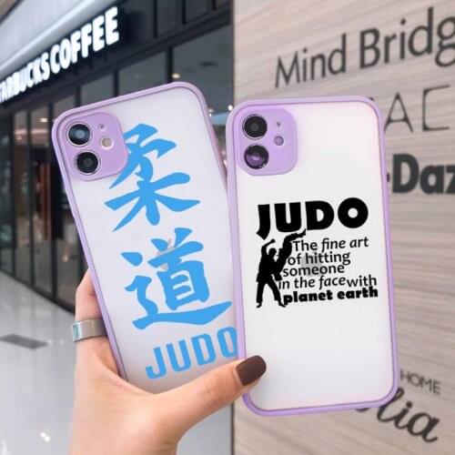 Judo jiu jitsu Phone Case For iPhone 12 11 Mini Pro XR XS Max 7 8 Plus X Matte transparent Purple Back Cover